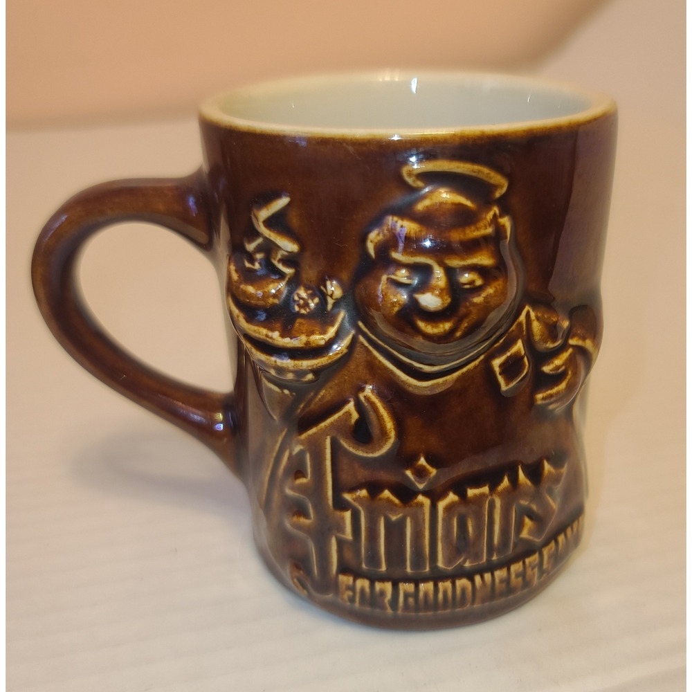 Hall‎ Famous For Goodness Sake Brown Glazed Monk Figural Coffee Mug